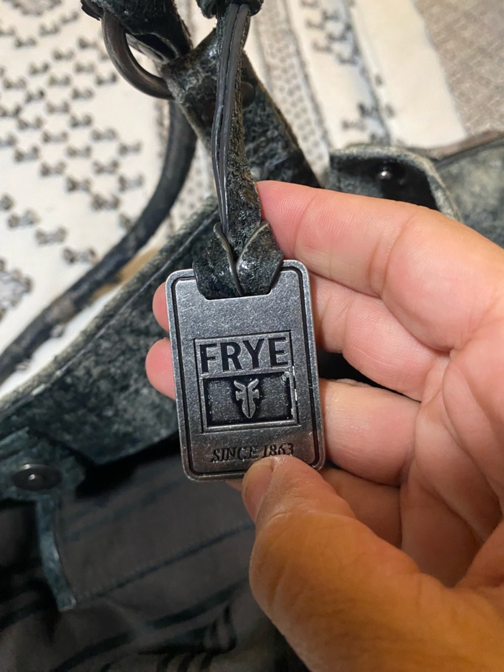 Vtg Frye Gun Deborah Metal distressed Studded tote bag! - Picture 12 of 16